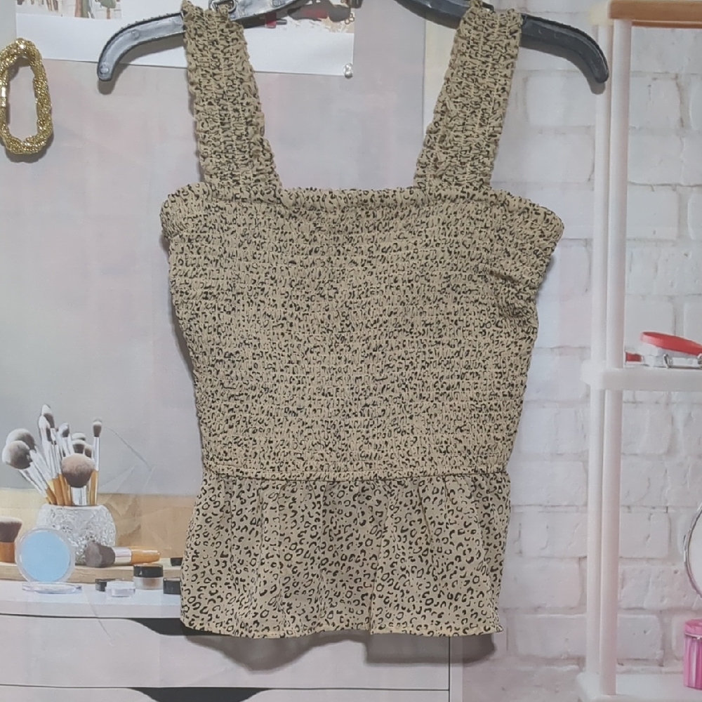 Japna Tan Leopard Print Tank Top